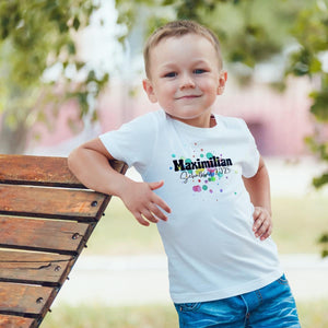 Tshirt Schulkind 2025 mit Wunschname im süßen Splash Design