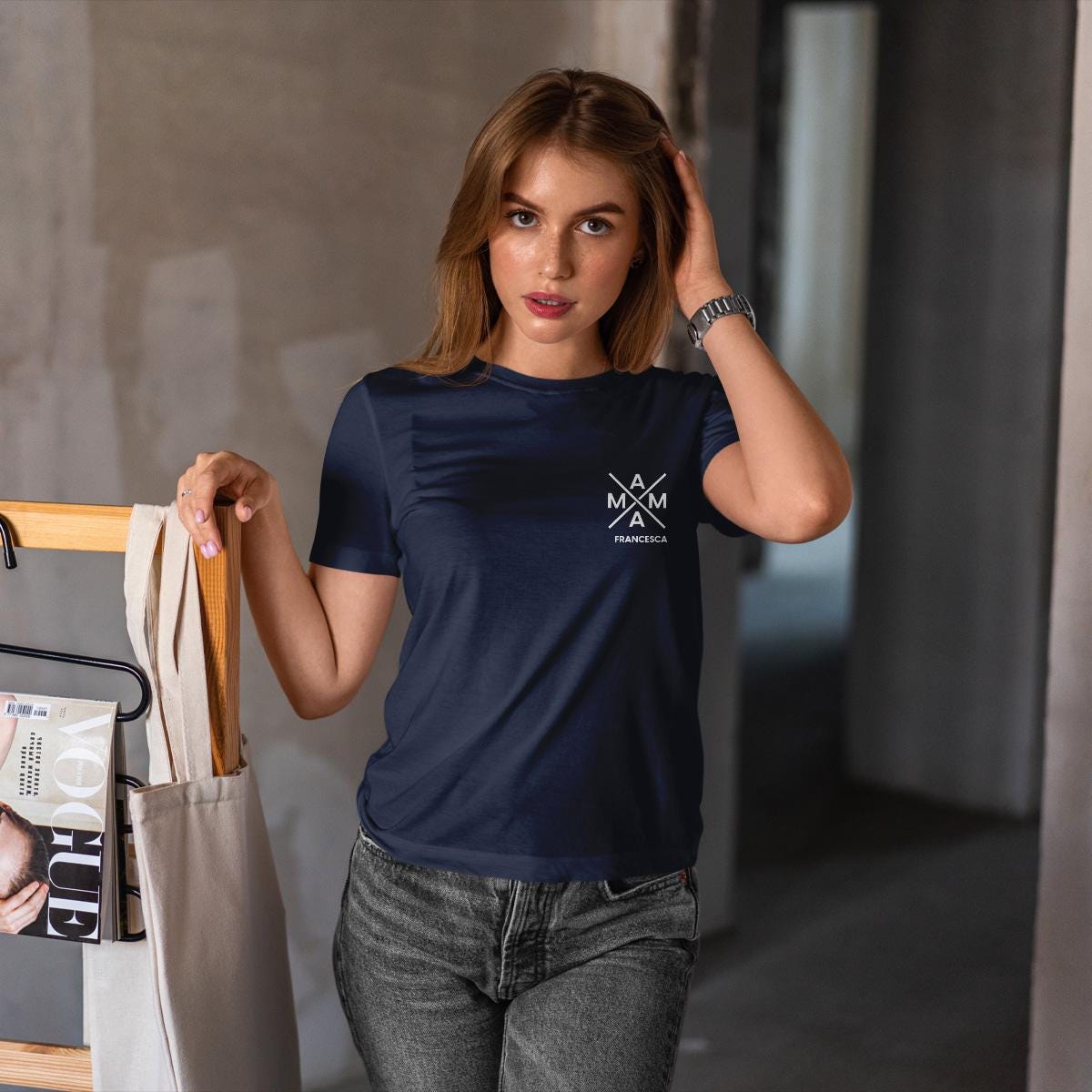 Mama T-Shirt X navy, Mama Shirt personalisiert mit Namen