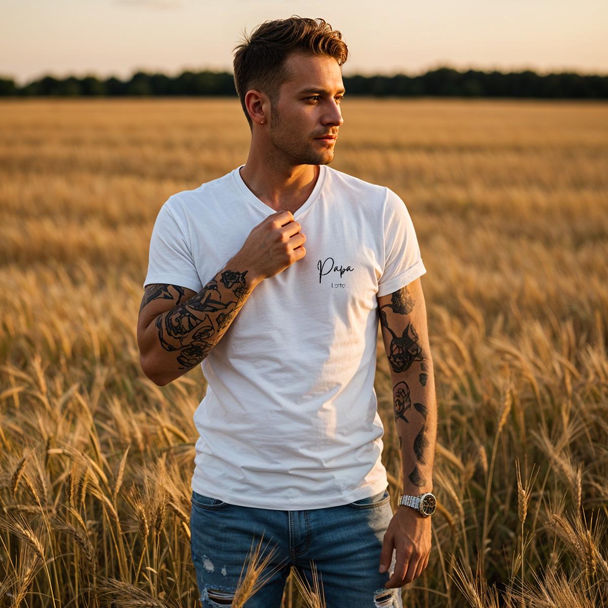 Papa TShirt 2025 weiß, Papa Shirt personalisiert mit Namen und Jahreszahl