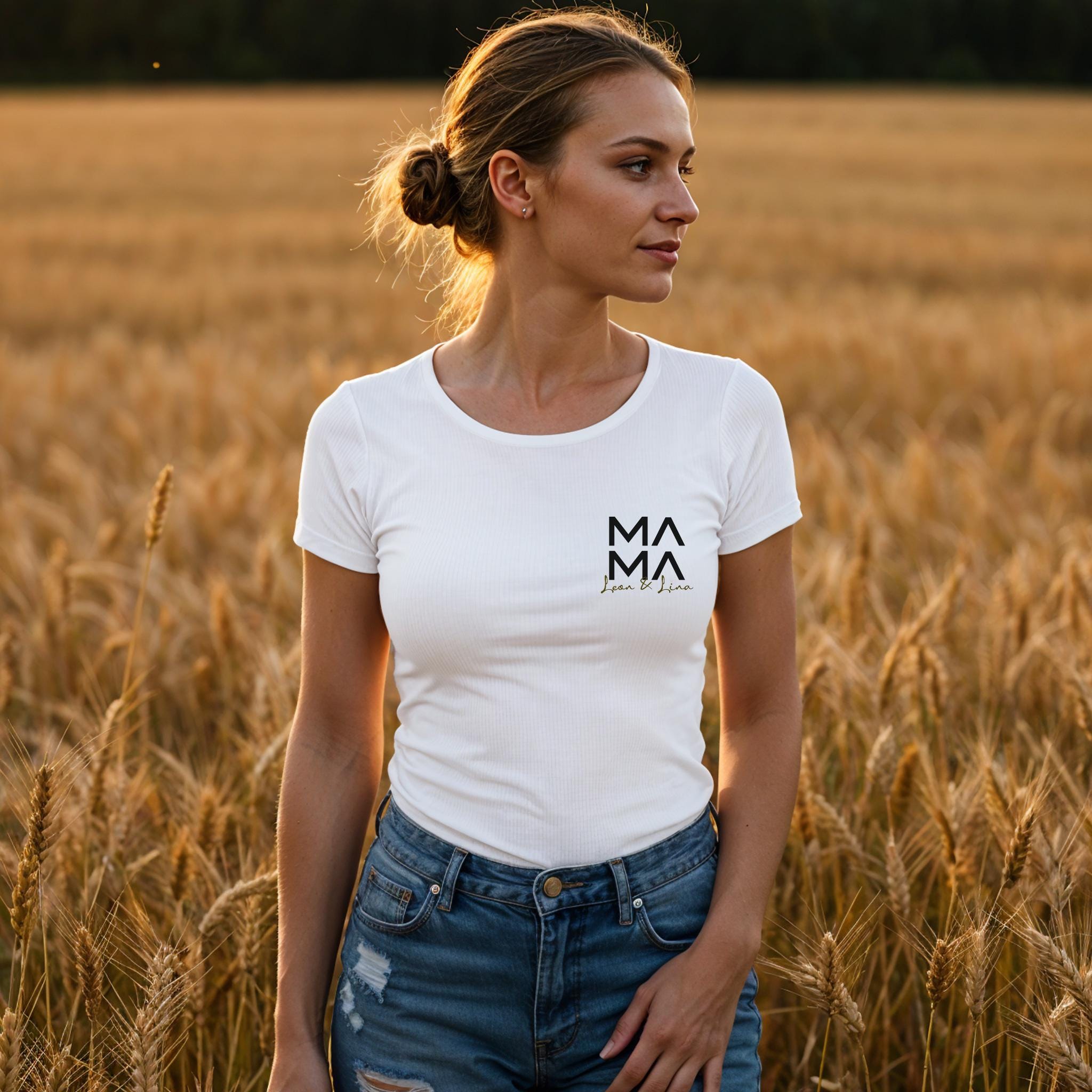 Mama T-Shirt weiss, personalisiert mit Namen