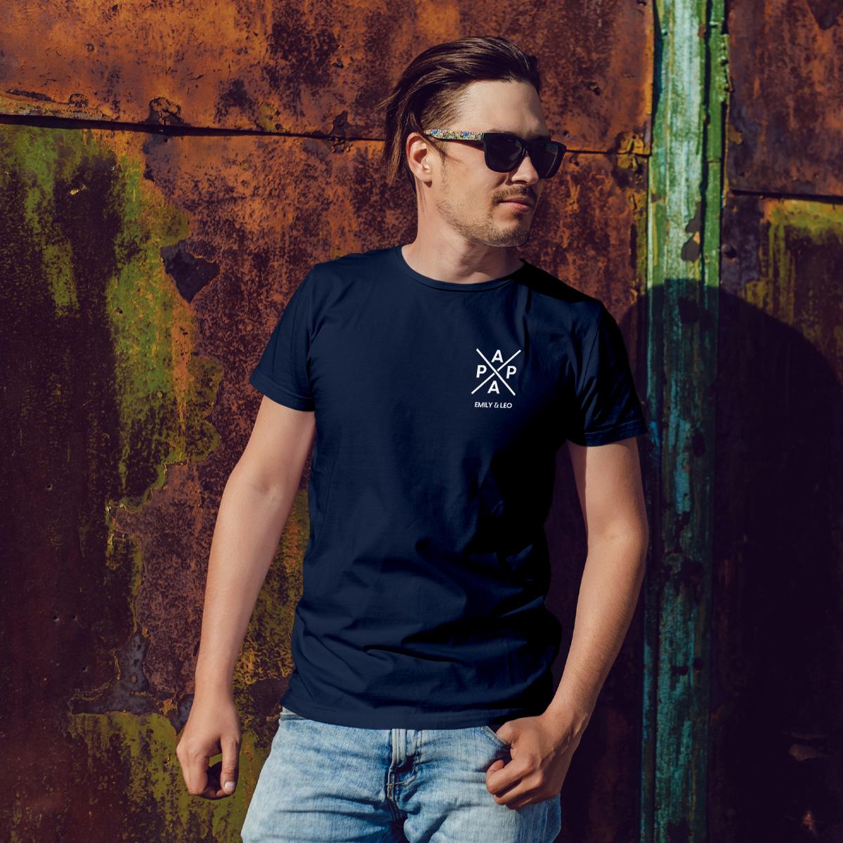 Papa T-Shirt X navy, personalisiert mit Namen
