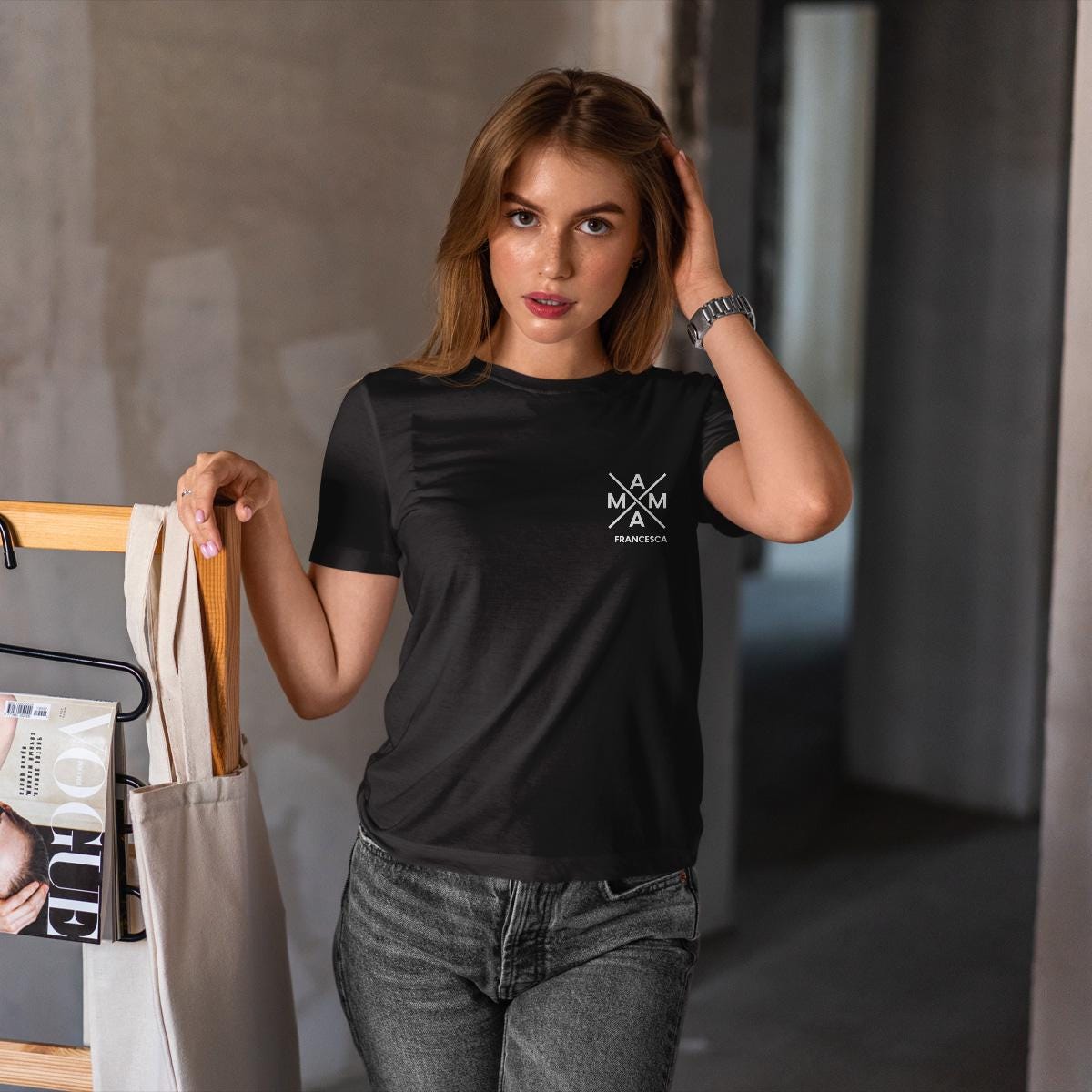 Mama T-Shirt X schwarz, Mama Shirt personalisiert mit Namen