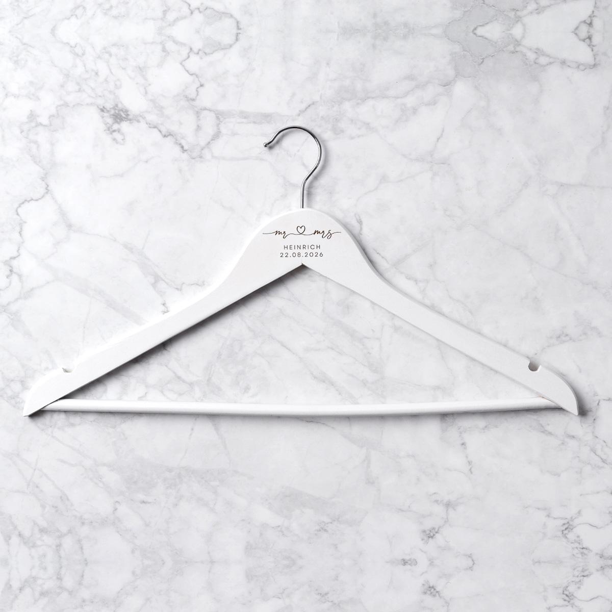 Holz Kleiderbügel Mr Mrs mit personalisierter Gravur, Wunschtext, Hochzeit, Brautkleid, Brautgeschenk, Heirat, Brautgeschenk