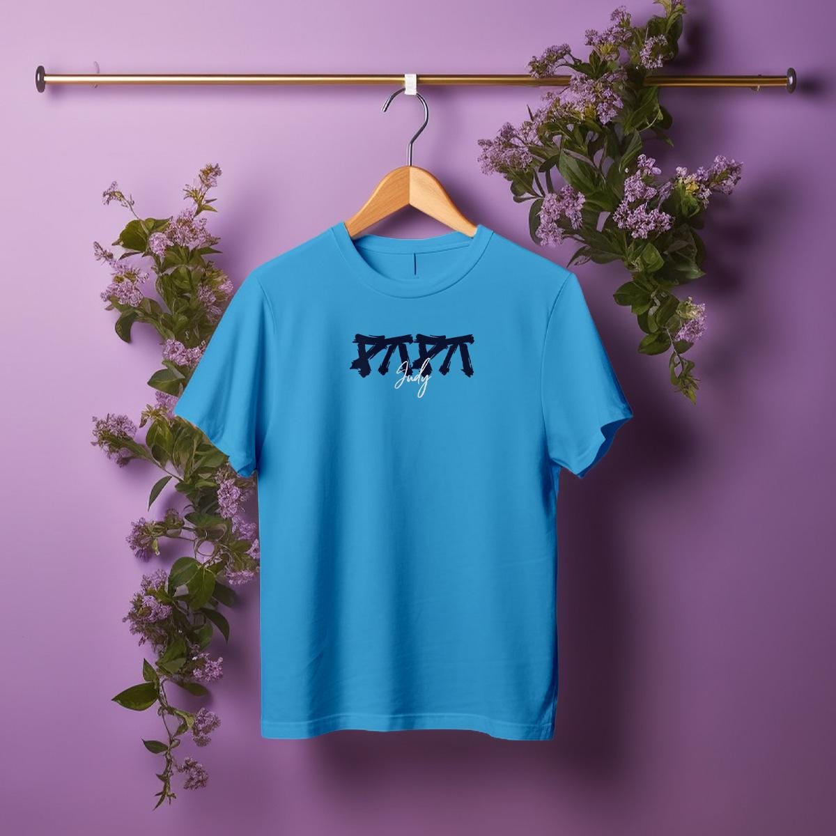 Individuelles Papa Shirt mit Kindernamen und Geburtsjahr in aqua – Das perfekte personalisierte Geschenk für stolze Dads