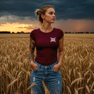 Personalisiertes Mama T-Shirt mit Namen der Kinder und Wunschjahr in bordeaux – Individuelles Geschenk für Mütter zum Muttertag