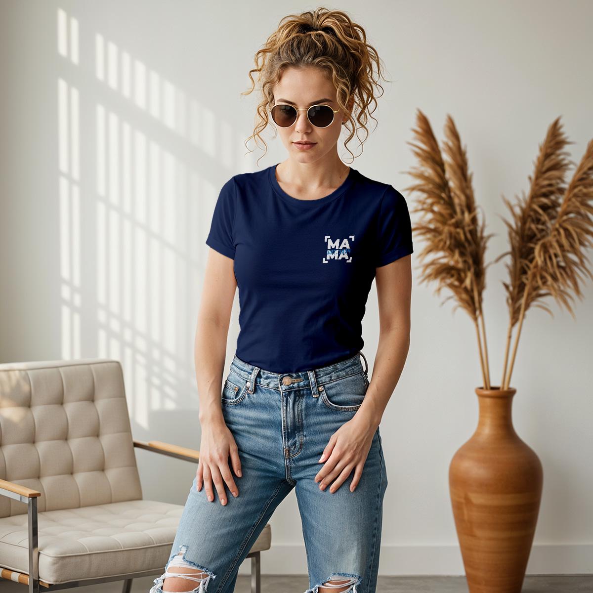 Individuelles Mama Shirt mit Kindernamen und Geburtsjahr in navy – Das perfekte personalisierte Geschenk für die stolze Mutter