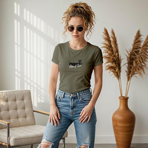 Mama T-Shirt personalisiert mit Wunschnamen oder Geburtsjahr in khaki – Einzigartiges Geschenk für Mütter und werdende Mamas