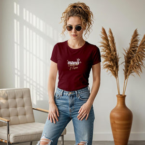 Personalisiertes Mama T-Shirt mit Namen der Kinder und Wunschjahr in bordeaux – Individuelles Geschenk für Mütter zum Muttertag