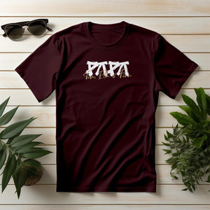 Personalisiertes Papa T-Shirt mit Namen der Kinder und Wunschjahr in bordaux – Individuelles Geschenk für Väter zum Vatertag