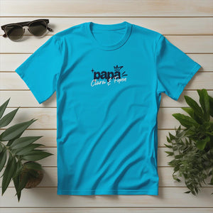 Individuelles Papa Shirt mit Kindernamen und Geburtsjahr in aqua – Das perfekte personalisierte Geschenk für stolze Dads