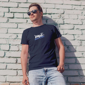 Papa T-Shirt personalisiert mit Wunschnamen oder Geburtsjahr in navy – Einzigartiges Geschenk für Väter und werdende Papas