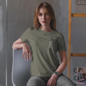 Individuelles Mama Shirt mit Kindernamen und Geburtsjahr in khaki – Das perfekte personalisierte Geschenk für die stolze Mutter