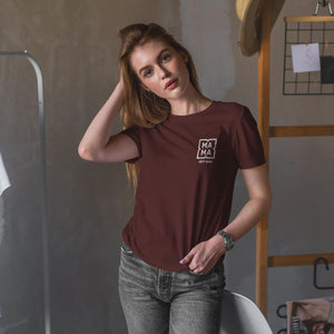 Personalisiertes Mama T-Shirt mit Namen der Kinder und Wunschjahr in bordeaux – Individuelles Geschenk für Mütter zum Muttertag